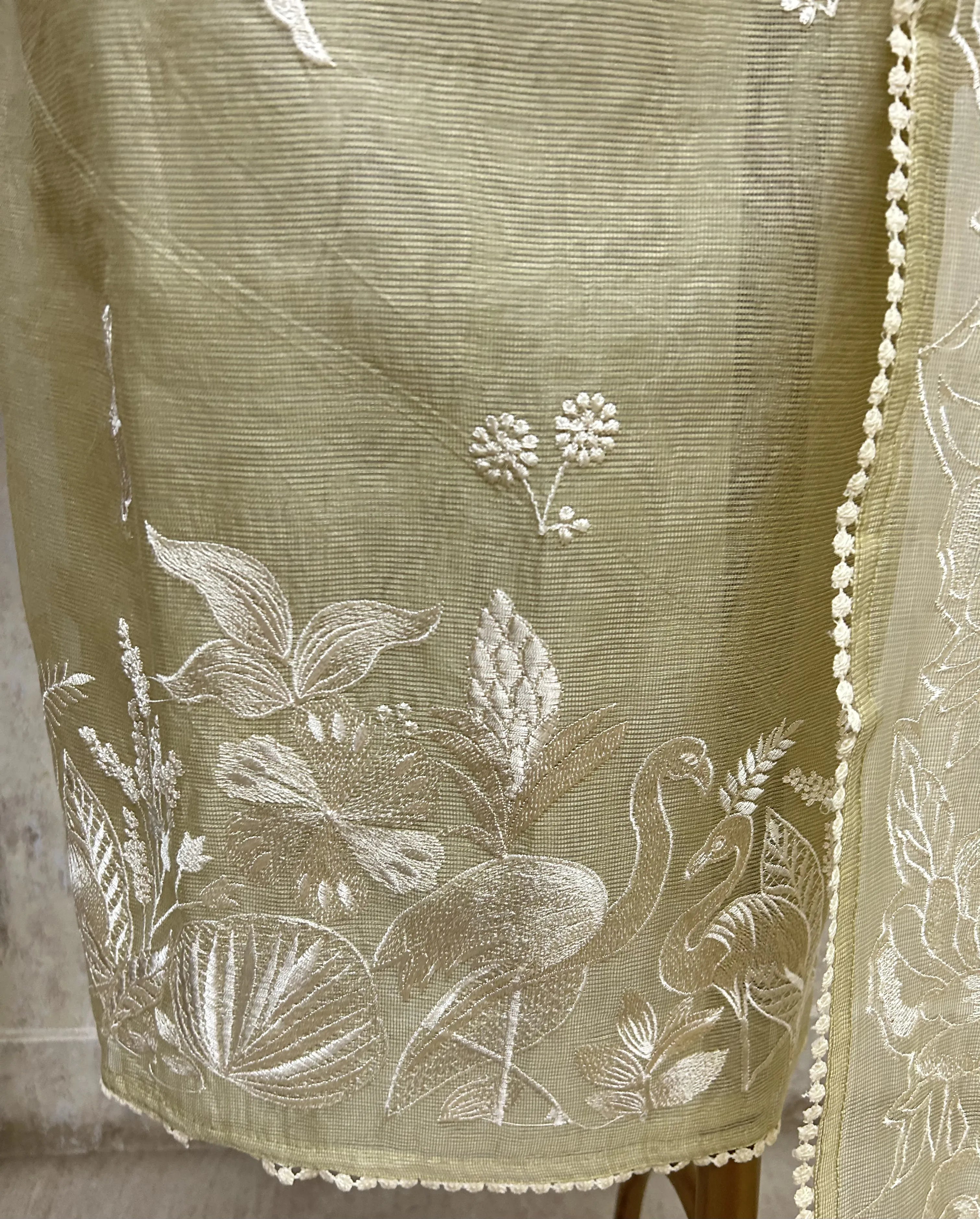 Mint Embroidered Charm Unstitched Suit