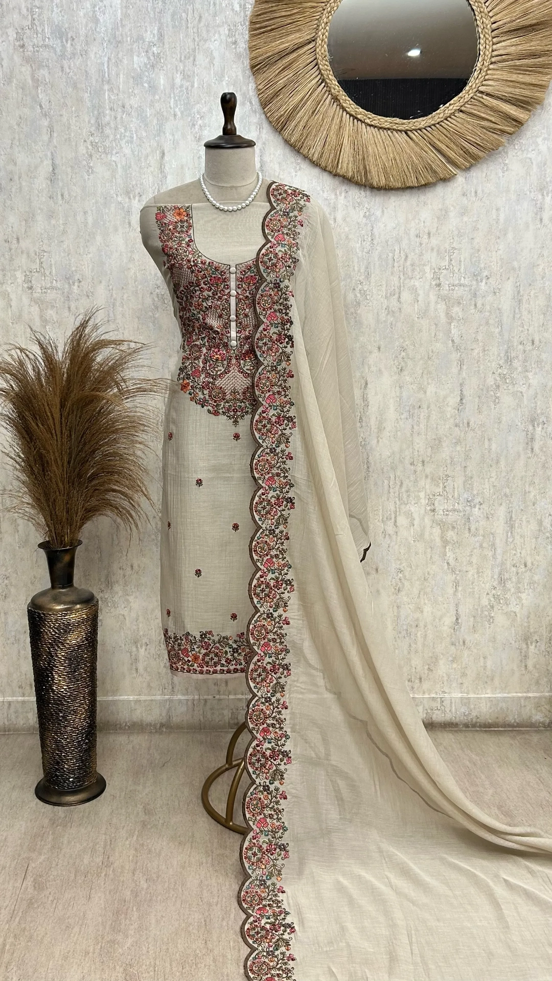 Blush Floral Elegance Unstitched Suit