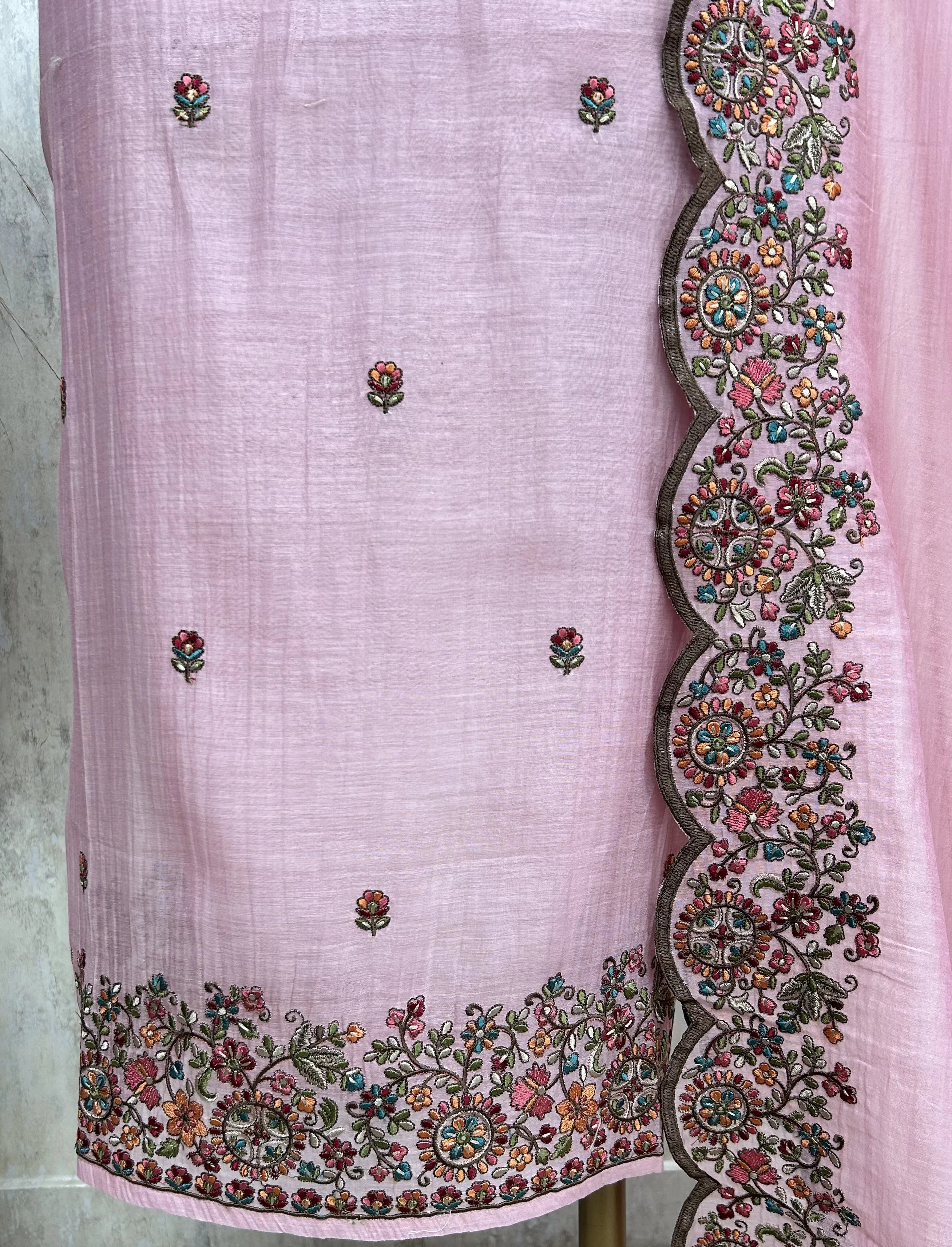Blush Floral Elegance Unstitched Suit