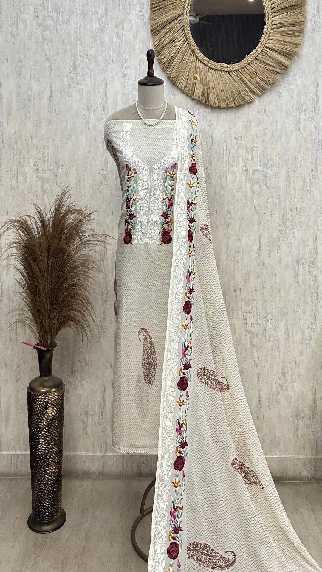 Blooming Ivory Set Unstitched Suit