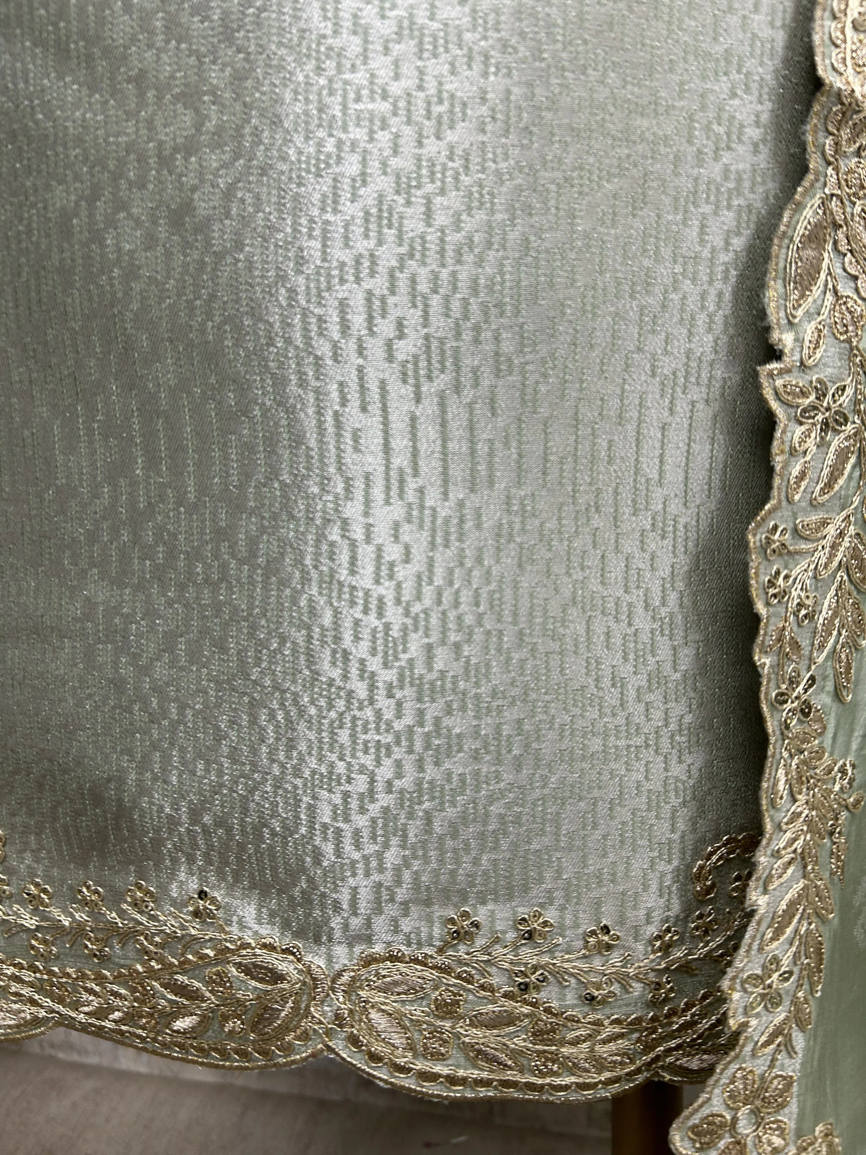 Brocade Silk Unstitched Suit Set With Silk Dupatta