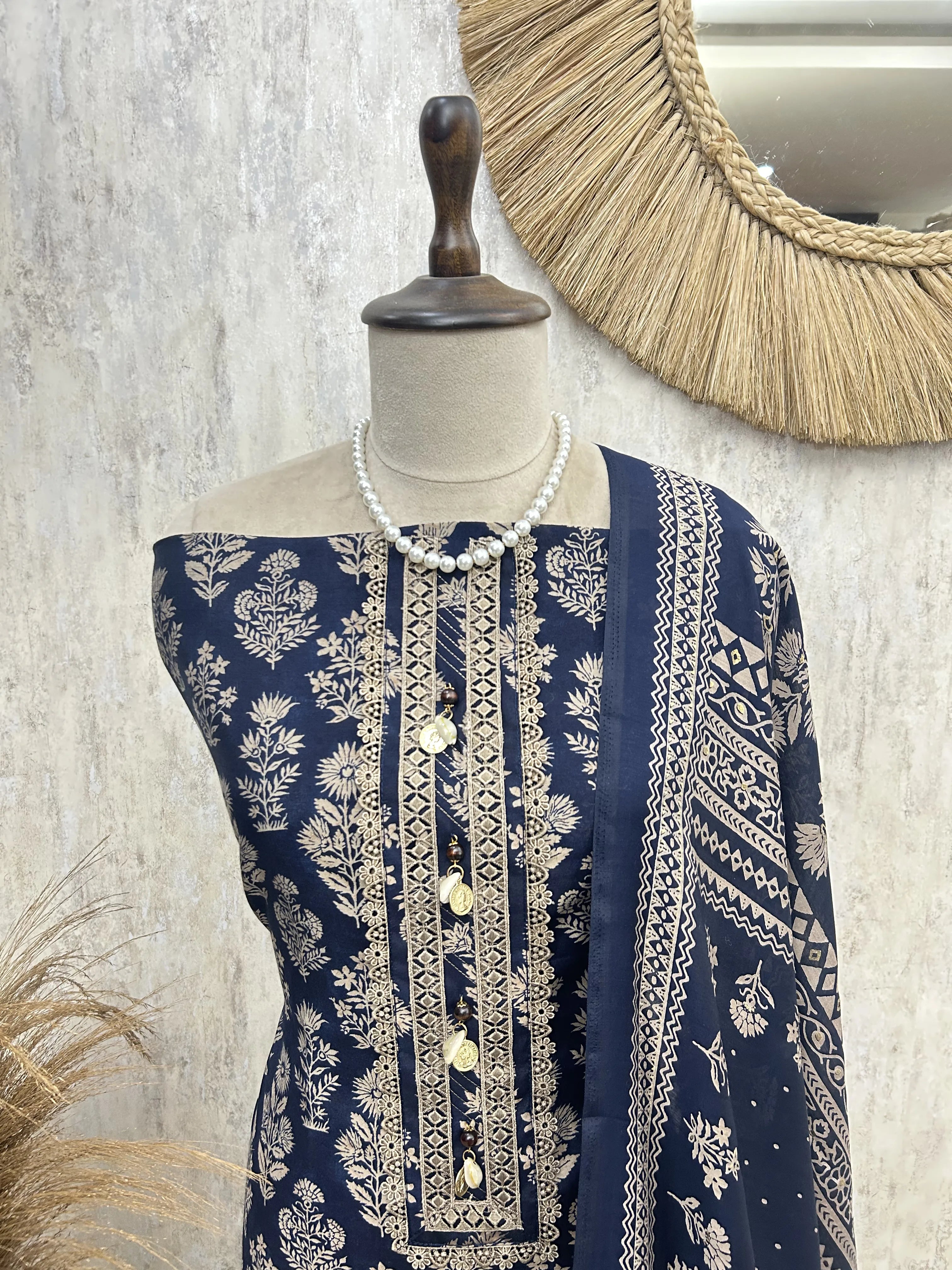Classic Ethnic Charm Unstitched Suit
