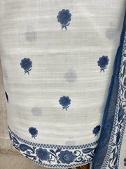 White Flower Unstiched Suit