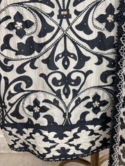 Printed Muslin Unstitched Suit Set With Detailing Of Pearl Work