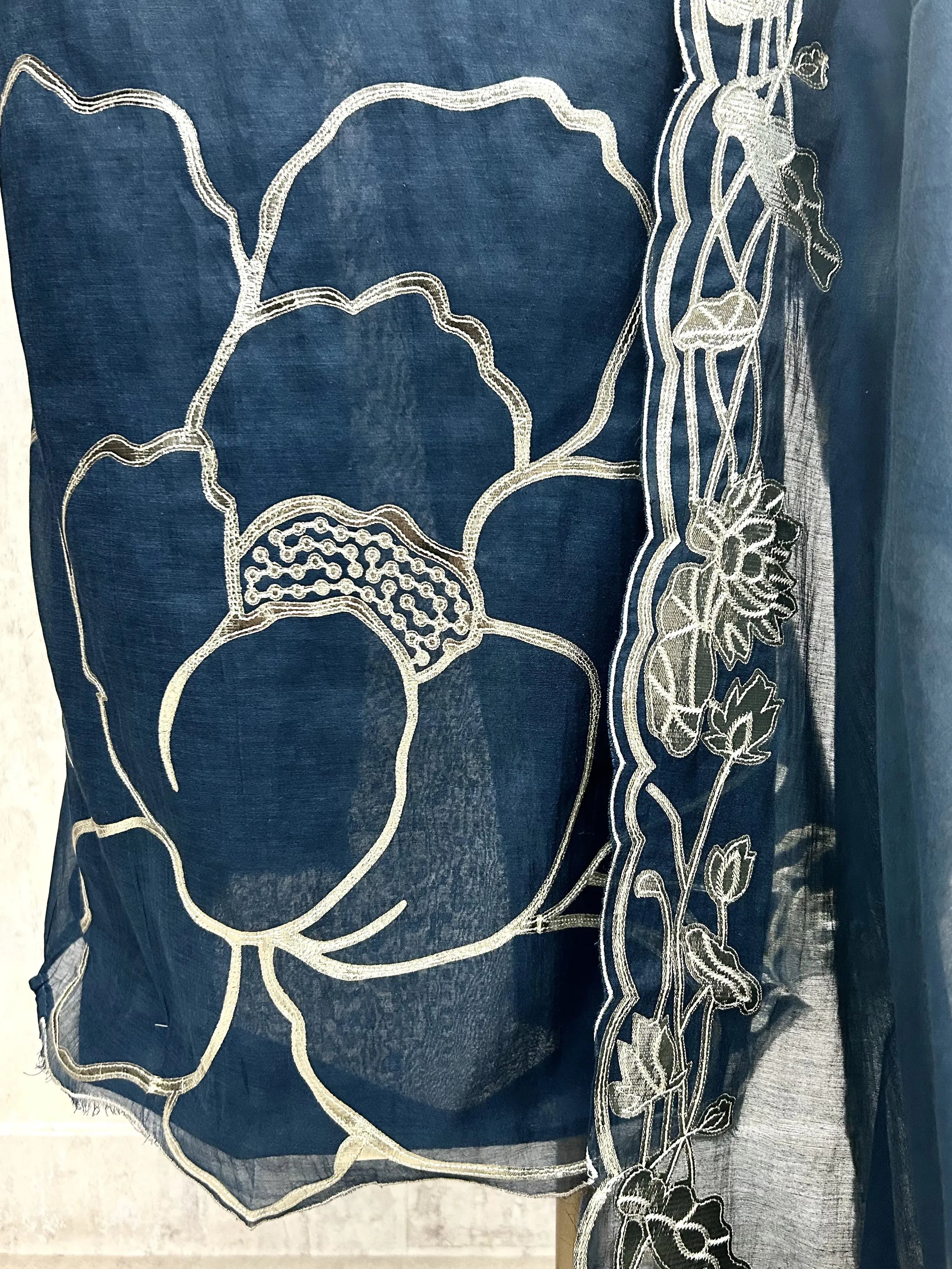 Mul Chanderi Unstitched Suit Set With Mul Chanderi Dupatta