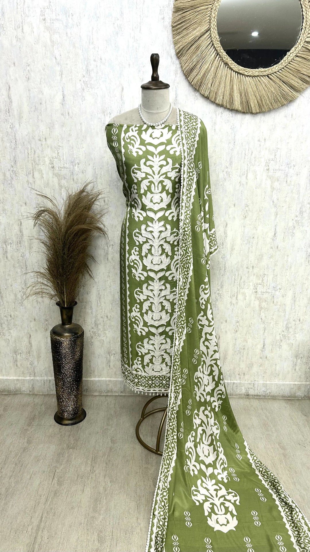 Muslin Unstitched Suit Set With Muslin Dupatta